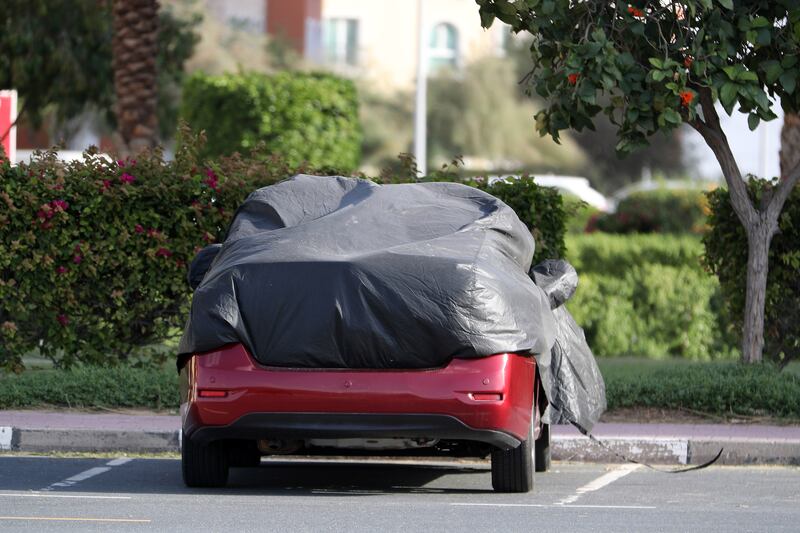 With strong winds forecast, some motorists took measures to protect their vehicles.