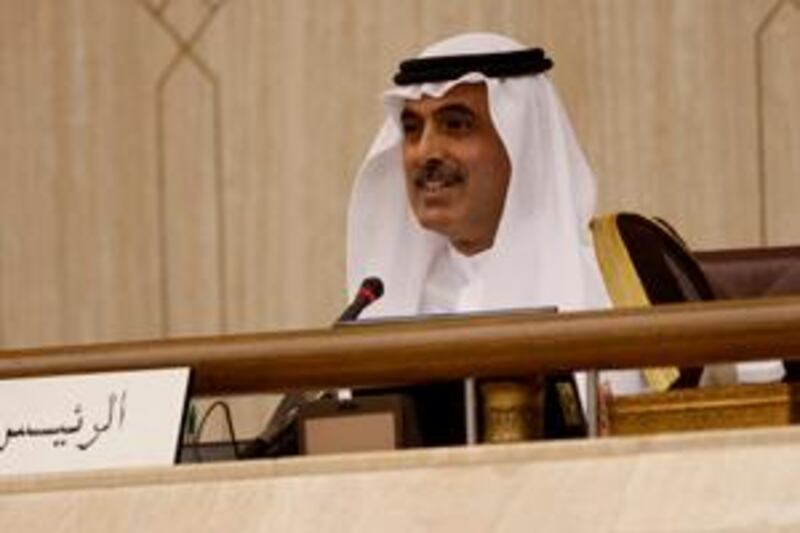 ABU DHABI, UNITED ARAB EMIRATES - December 30, 2008: Abdul Aziz Abdullah Al Ghurair, President of the Federal National Council addresses the council. The Federal National Council or FNC meet today to discuss the issues of human trafficking, health care, and social affairs. ( Ryan Carter / The National )