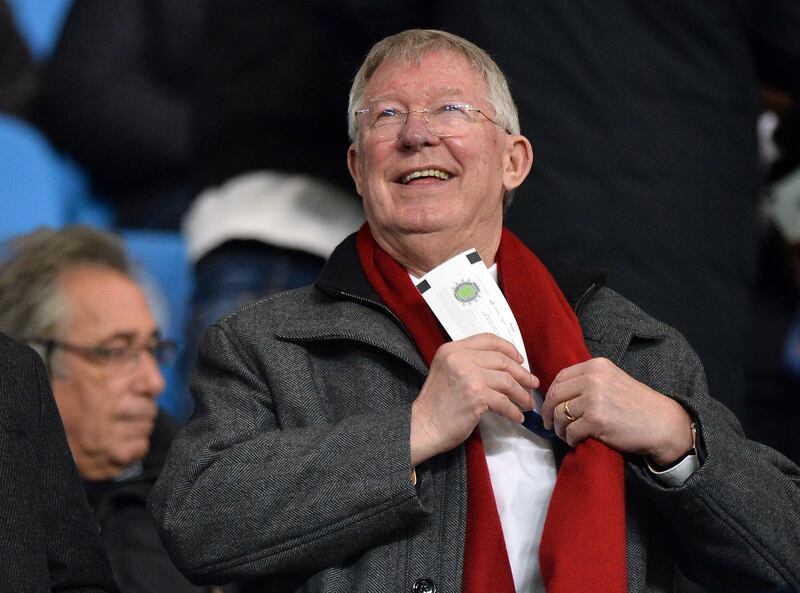 epa08176763 Sir Alex Ferguson, former manager of Manchester United, during the Carabao Cup semi final second leg match between Manchester City and Manchester United in Manchester, Britain, 29 January 2020.  EPA/PETER POWELL