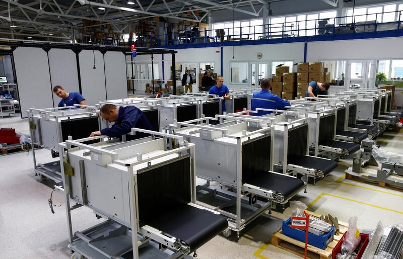 Employees work at the ADANI company in Minsk, Belarus October 11, 2017. Photo taken October 11, 2017.  REUTERS/Vasily Fedosenko