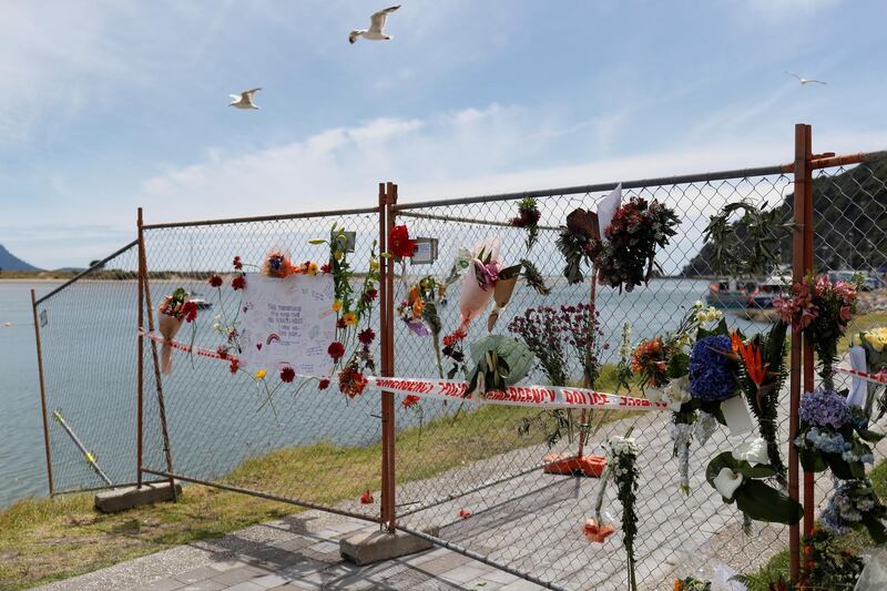 A memorial is seen at the harbour in Whakatane, following the White Island volcano eruption in New Zealand. Reuters