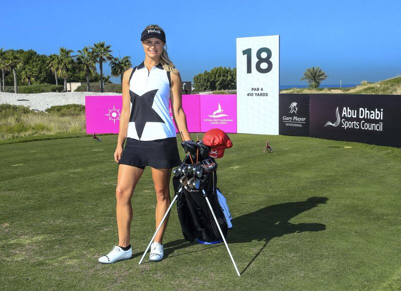 Abu Dhabi, U.A.E., Janualry 9, 2019.   Carly Booth is a Scottish professional golfer. At the end of 2009, aged 17, she became the youngest-ever Scot to qualify for the Ladies European Tour. Booth became the youngest ladies' club champion in Britain at the age of 11 at Dunblane New.
Victor Besa / The National
Section:  NA
Reporter: Daniel Sanderson
