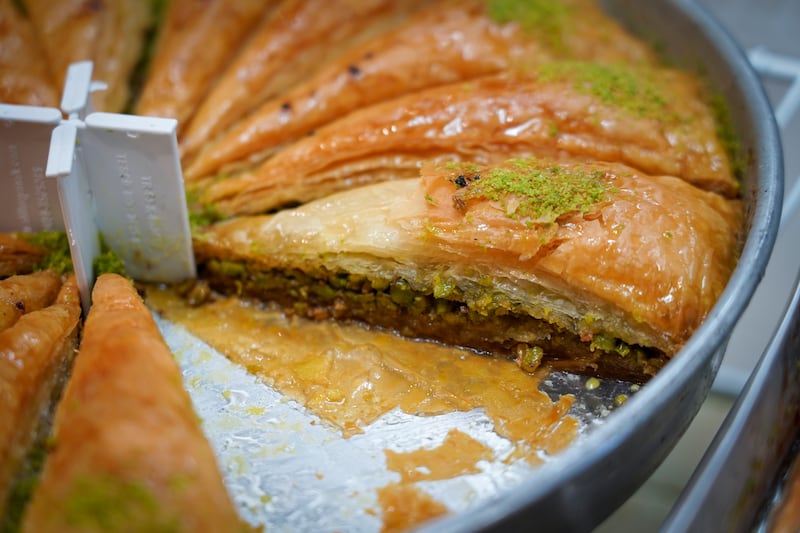 Baklava is made fresh on site at Pasha Castle