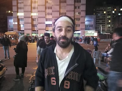 Chebl Yassine joins a protest at the The Ring highway in Beirut on January 16, one day after he was arrested by police in the Lebanese capital. Sunniva Rose for The National  
