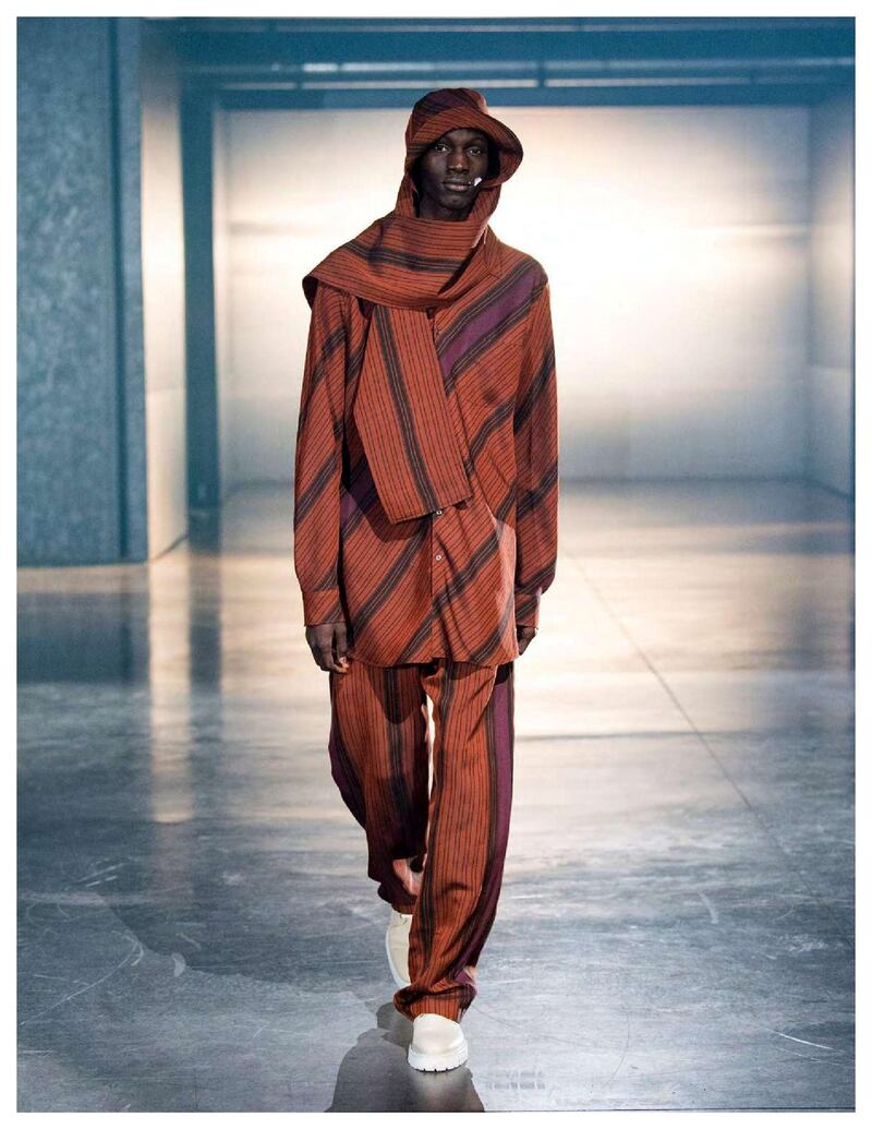 A look from Qasimi autumn / winter 2021 collection. The lable will be taking part in London Fashion Week again, from 12-14 June 2021.  Courtesy Qasimi. 