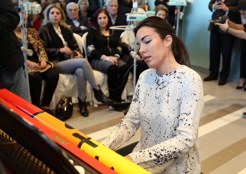 Italian pianist Gloria Campaner plays the piano during a concert for cancer patients at the American University of Beirut Medical Centre, in Beirut Lebanon. Reuters