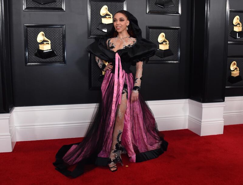 FKA twigs arrives at the 62nd annual Grammy Awards at the Staples Center on Sunday, Jan. 26, 2020, in Los Angeles. AP