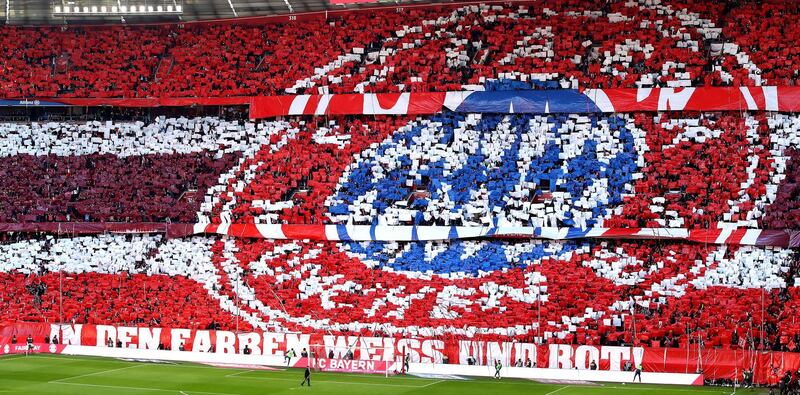 4. Bayern Munich - 4094 points. Fans display a tifo at Allianz Arena. Getty