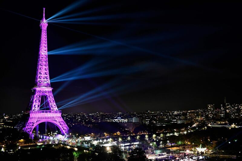 Paris's Eiffel Tower in France is illuminated in pink to mark the start of "Octobre Rose" (Pink October) or Breast Cancer Awareness Month. AFP