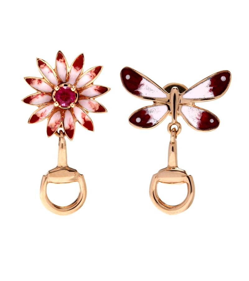 Gucci mismatched earrings, Dh4,925, at Mytheresa.com. Courtesy My Theresa