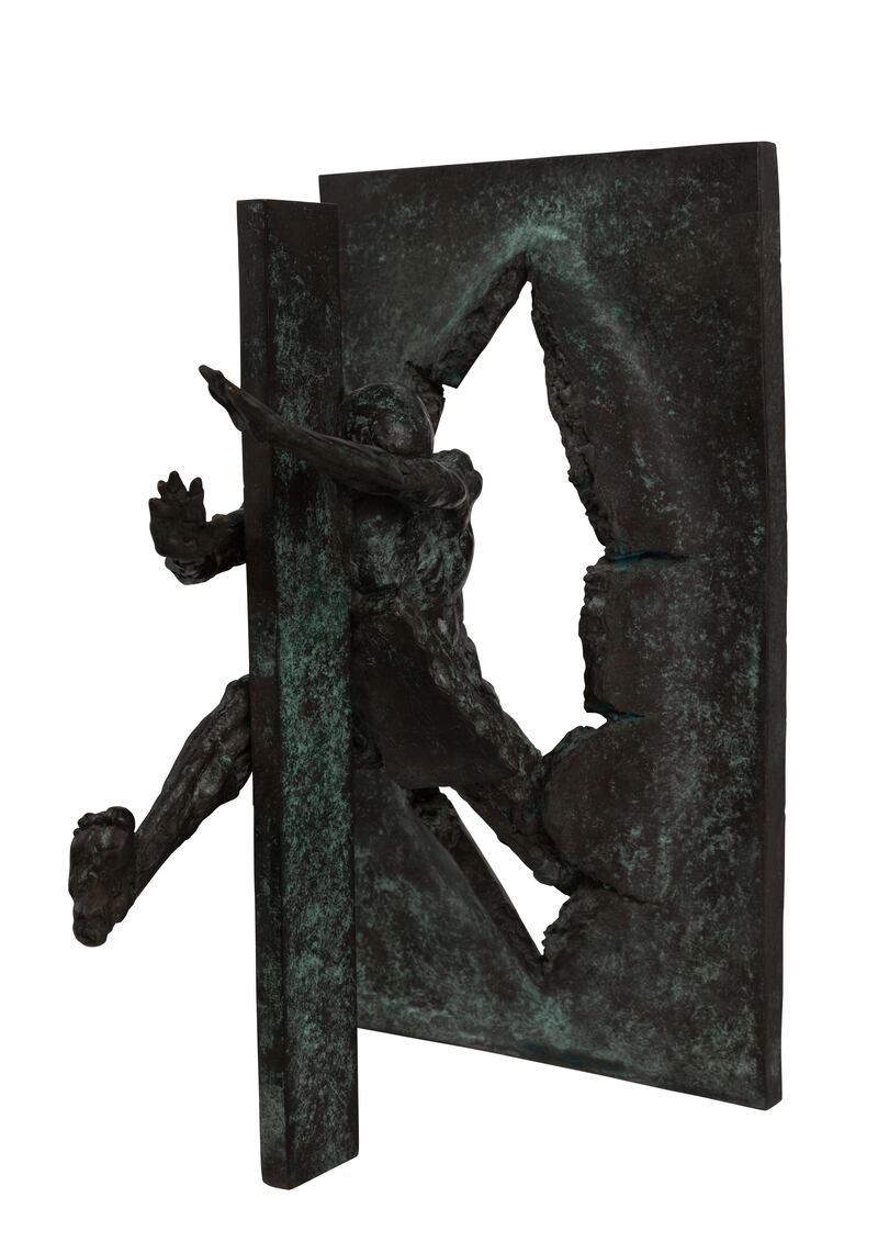 Metallic sculpture 'Penetration' by Kuwaiti artist Sami Mohammed from the private collection of Sheikh Mohammed