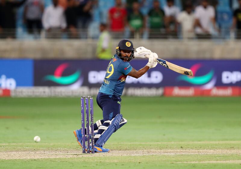 Sri Lanka's Wanindu Hasaranga hits the winning runs.