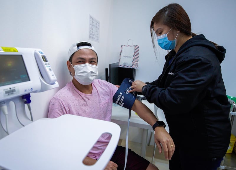 Abu Dhabi, United Arab Emirates, January 12, 2021. SEHA Vaccination Centre at the Abu Dhabi Cruise Terminal area.
Victor Besa/The National
Section:  NA
Reporter:  Shireena Al Nowais