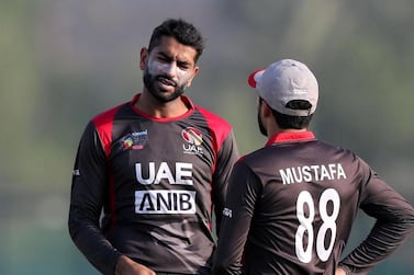 UAE captain Ahmed Raza, left, said he is looking forward to getting back into action against Ireland on Friday. Chris Whiteoak / The National