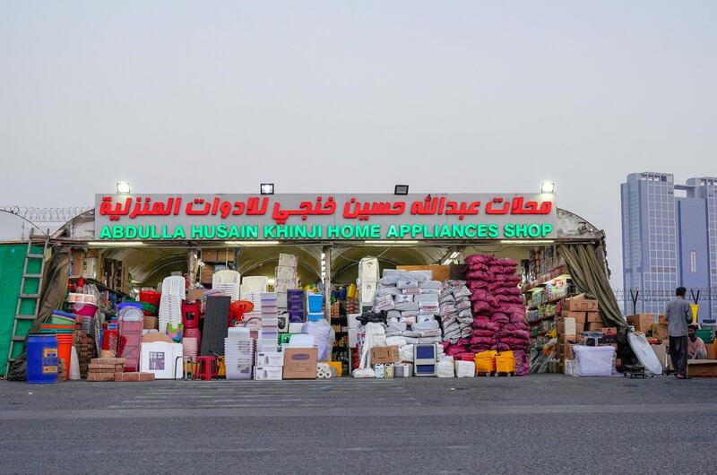 Abu Dhabi, United Arab Emirates, July 17, 2019.  Vendors of Al Mina Photo Project.  Al Mina Souk Market -- Abdulla Husain Khinji Home appliances Shop.
Victor Besa/The National
Section:  NA
Reporter: