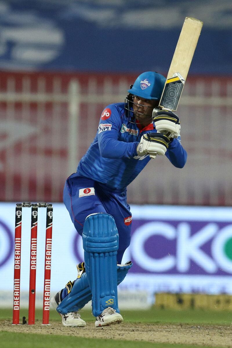 Alex Carey of Delhi Capitals bats during match 34 of season 13 of the Dream 11 Indian Premier League (IPL) between the Delhi Capitals and the Chennai Super Kings held at the Sharjah Cricket Stadium, Sharjah in the United Arab Emirates on the 17th October 2020.  Photo by: Deepak Malik  / Sportzpics for BCCI