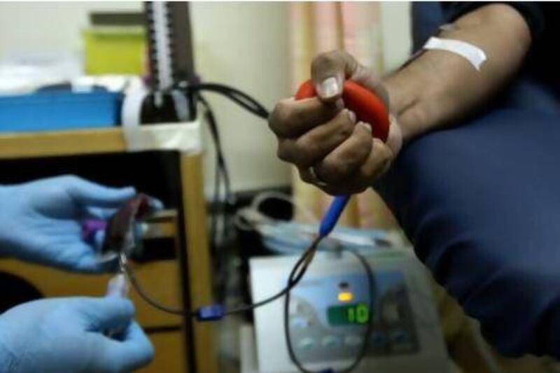 The Dubai Blood Donation Centre is running a five-day campaign to mark World Blood Donor Day, and encourage donations. Pawan Singh / The National