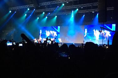 Fans are excited during the Seventeen and Sf9 concert. 