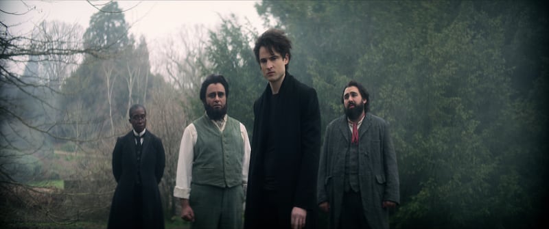 From left, Vivienne Acheampong as Lucienne, Sanjeev Bhaskar as Cain, Tom Sturridge as Dream and Asim Chaudhry as Abel.