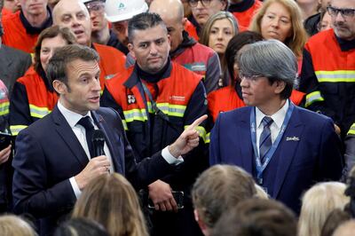 French President Emmanuel Macron has secured two major investments in the Dunkirk region. AP