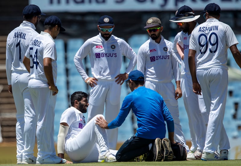 India pacer Jasprit Bumrah sprained his ankle on Tuesday. AP