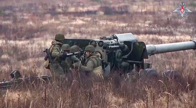 Russian troops attend artillery and combat training at a military firing range in Belarus. AP