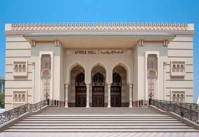 The Africa Hall in Sharjah. The Africa Institute will be built by David Adjaye in the parking lot adjacent to it, opening in 2021. Courtesy Sharjah Art Foundation