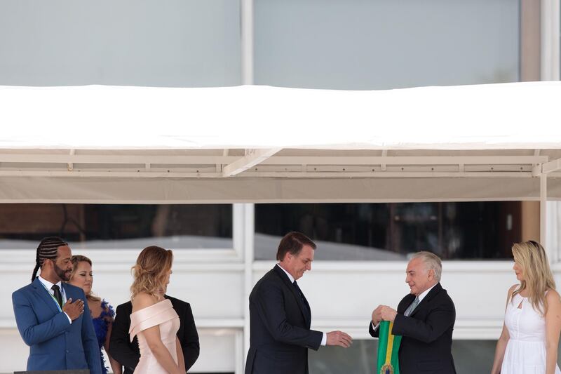 Former Army captain Jair Bolsonaro was sworn in as Brazil's president on Tuesday. Bloomberg