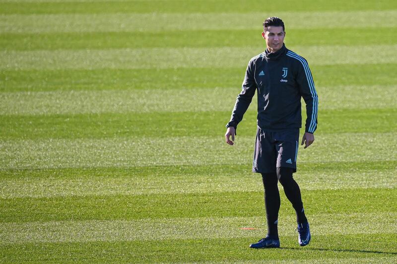 Juventus forward Cristiano Ronaldo attends a training session in Turin. AFP