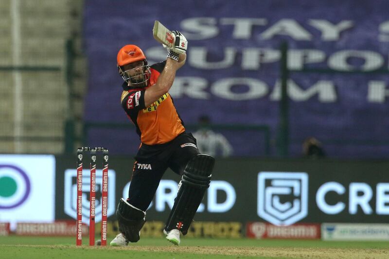 Kane Williamson of Sunrisers Hyderabad plays a shot during match 11 of season 13 of the Dream 11 Indian Premier League (IPL) between the Delhi Capitals and the Sunrisers Hyderabad held at the Sheikh Zayed Stadium, Abu Dhabi in the United Arab Emirates on the 29th September 2020.  Photo by: Vipin Pawar  / Sportzpics for BCCI