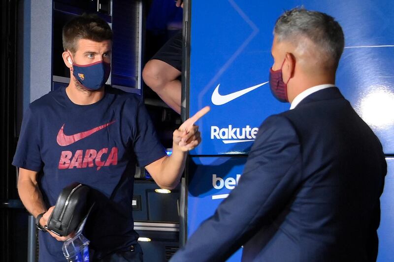 Barcelona's Spanish defender Gerard Pique arrives at the team's hotel. AFP