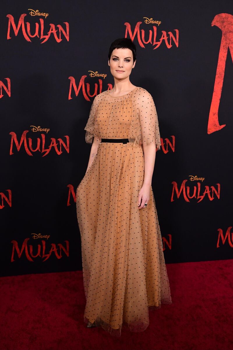 Jaimie Alexander in Maria Lucia Hohan at the world premiere of Disney's 'Mulan' at the Dolby Theatre in Hollywood on March 9, 2020. AFP