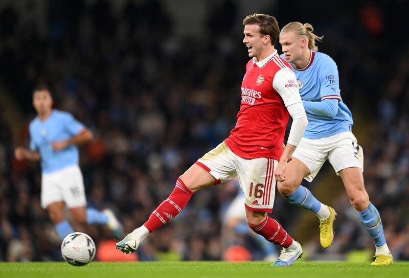 Rob Holding - 6. The highlight of the first half was Holdings’ battle with Haaland. After a nervy start, the centre-back managed to get the better of City’s star striker and stopped him from adding to his goal glut. He did however get a booking, which saw him withdrawn at half time. Getty