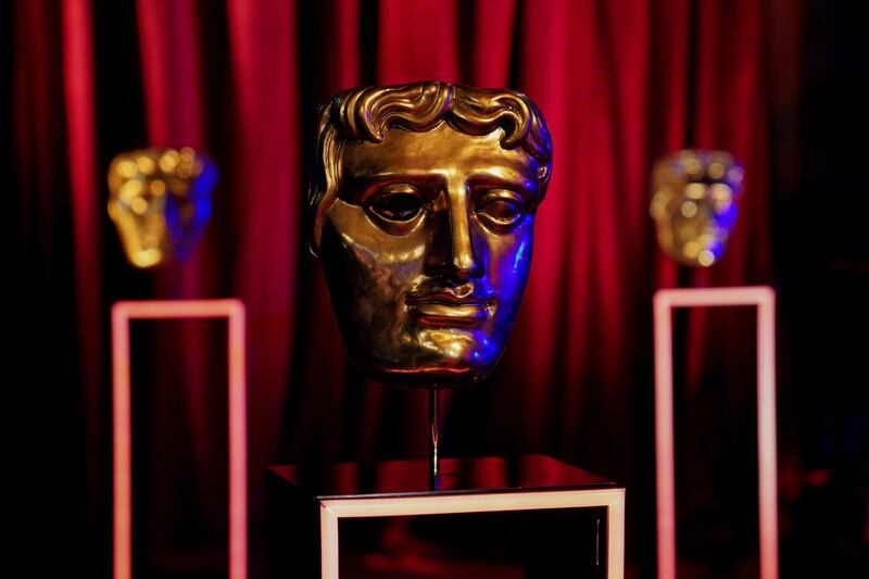 BAFTA award masks are seen on EE BAFTA Film Awards Opening Night during the 74th British Academy Film Awards at Royal Albert Hall in London, Britain, April 10, 2021.BAFTA/Scott Garfitt/Handout via REUTERS ATTENTION EDITORS - THIS IMAGE HAS BEEN SUPPLIED BY A THIRD PARTY. NO RESALES. NO ARCHIVES. MANDATORY CREDIT. FOR EDITORIAL USE ONLY IN REPORTING ON - 74TH BRITISH ACADEMY FILM AWARDS. IMAGE MUST BE USED IN ITS ENTIRETY - NO CROPPING OR OTHER MODIFICATIONS. NO NEW USE AFTER 2300GMT ON APRIL 18, 2021.