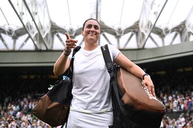 Tennis - Wimbledon - All England Lawn Tennis and Croquet Club, London, Britain - July 13, 2023 Tunisia’s Ons Jabeur leaves centre court after winning her semi final match against Belarus’ Aryna Sabalenka REUTERS / Dylan Martinez