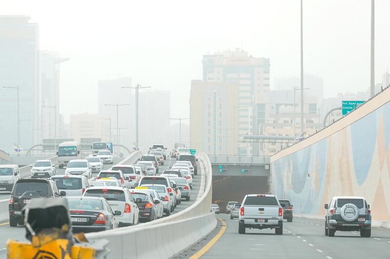 Abu Dhabi, United Arab Emirates, July 21, 2020.   
  Sandstorm at downtown Abu Dhabi E10 area.
Victor Besa  / The National
Section: NA
For:  Standalone / Stock