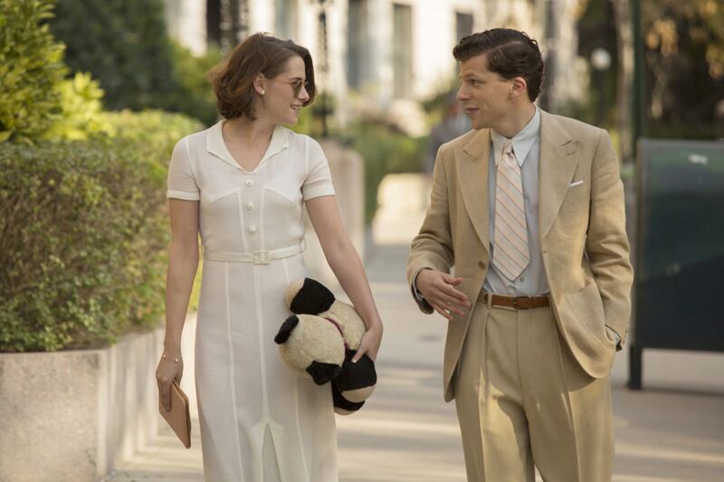 Jesse Eisenberg and Kristen Stewart in a scene from Allen's 'Cafe Society' (2016). Lionsgate / AP 