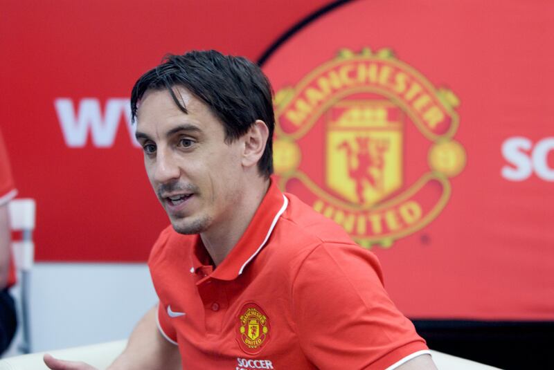 Abu Dhabi, May 1, 2011 -- Recently retired Manchester United player Gary Neville is seen at The Dome indoor football facility in Al Rawdhat, Sunday. (Sean Blake for The National)?