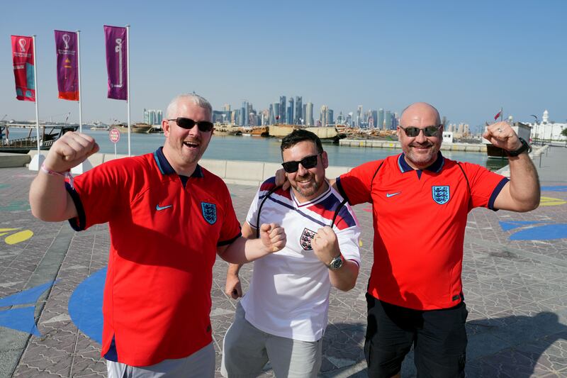 England fans pictured at the Doha Corniche. PA