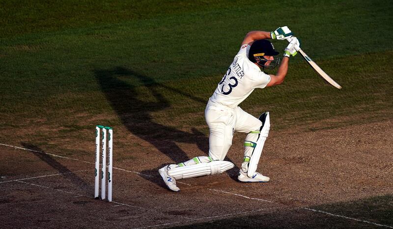 England's Jos Buttler batting at The Oval. PA