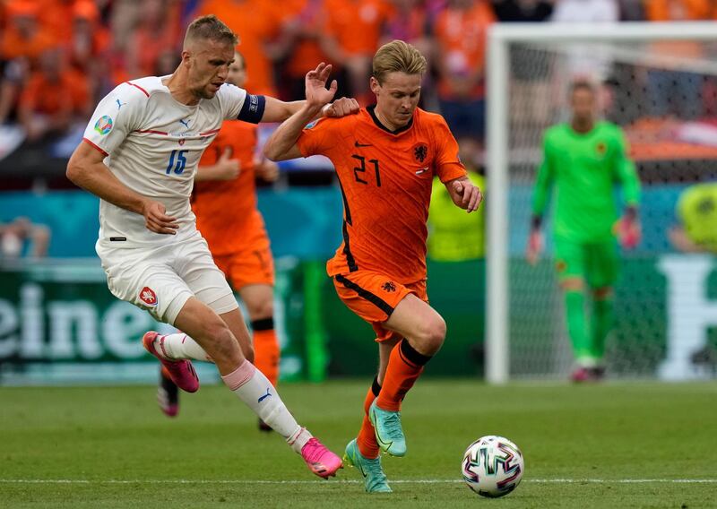 Frenkie de Jong 6 - Protected and moved the ball well in the first half but couldn’t get a hold of the game after the Netherlands went a man down. Booked for dissent. PA