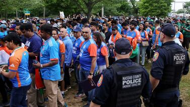 Supporters arrive for the ICC T20 World Cup 2024 match between India and Pakistan at Nassau County International Cricket Stadium in New York on June 9, 2024. AFP
