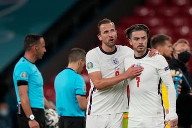 England forward Harry Kane and midfielder Jack Grealish after the victory against the Czech Republic. AFP