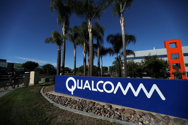 FILE PHOTO: A sign on the Qualcomm campus is seen in San Diego, California, U.S. November 6, 2017. REUTERS/Mike Blake/File Photo                              GLOBAL BUSINESS WEEK AHEAD        SEARCH GLOBAL BUSINESS 29 JAN FOR ALL IMAGES