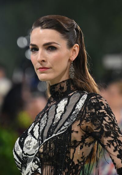 British film producer Bee Carrozzini wearing Alexander McQueen and vintage earrings from the late 1800s. AFP