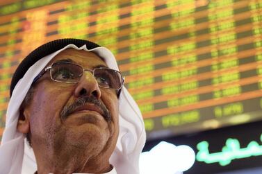 Dubai, Jan 08, 2018: A trader monitors the screen at the Dubai Financial Market in Dubai. Satish Kumar for the National