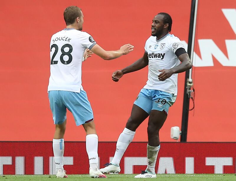 West Ham United's Michail Antonio celebrates. AFP