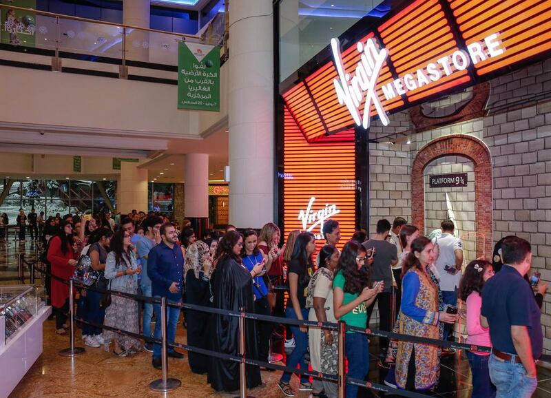 The long line outside of Virgin Megastore for the launch of Harry Potter and the Cursed Child. Victor Besa for The National