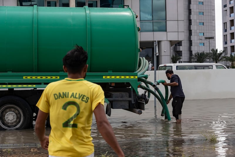 Standing water is removed in Dubai after a major storm. Antonie Robertson / The National