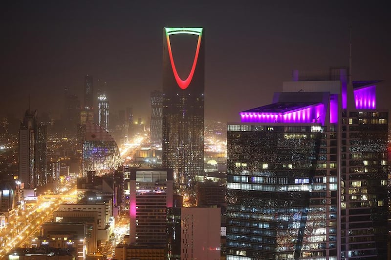 The Kingdom Tower lit up in Riyadh. The Vision 2030 transcript splits its planning ecosystem into three main sectors: the government; the private sector; and the non-profit sector. Simon Dawson / Bloomberg